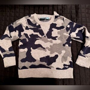 Bear camp navy and gray camo sweater with button neck 6-9M